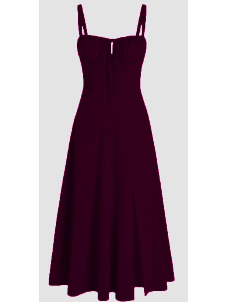     			Traquila Crepe Solid Knee Length Women's A-line Dress - Wine ( Pack of 1 )