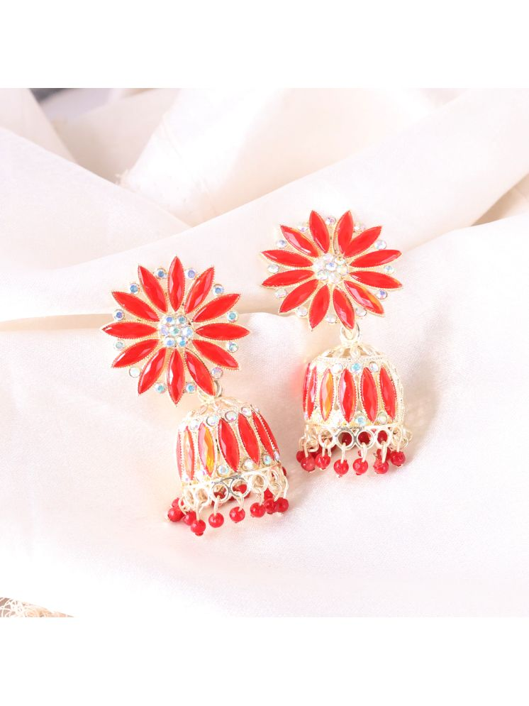     			Unicorn Red Jhumki Earrings ( Pack of 1 )