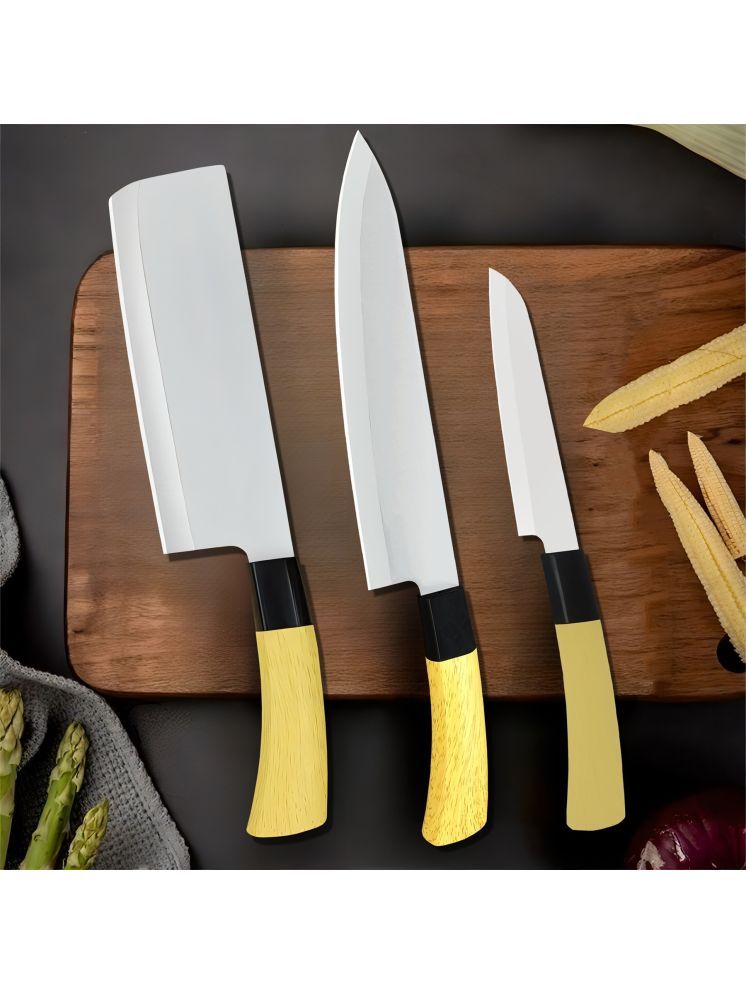     			ATARC Yellow Stainless Steel Knife Set Blade Length 18 cm ( Pack of 3 )