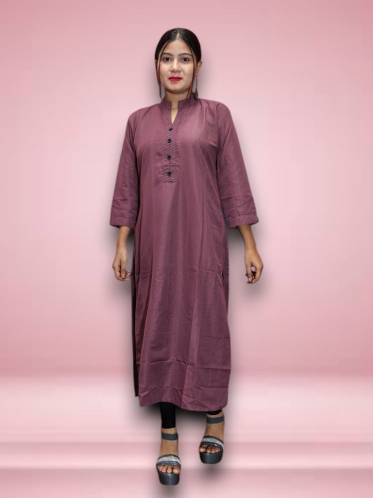     			AYUKTI FASHION PRIVATE LIMITED Pack of 1 Cotton Solid Straight Women's Kurti - ( Purple )