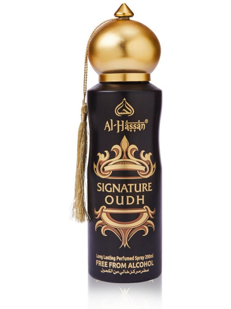     			Al - Hassan Signature Oudh Deodorant Spray for Unisex 200 ml ( Pack of 1 )