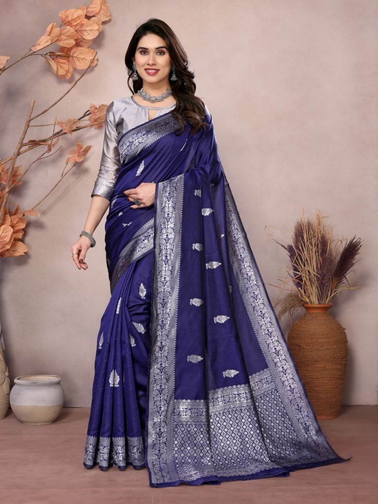     			DIKONA DESIGNER Pack of 1 Banarasi Silk Woven Saree With Blouse Piece ( Blue )