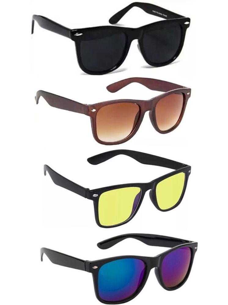     			Elligator Black Rectangular Sunglasses ( Pack of 4 )