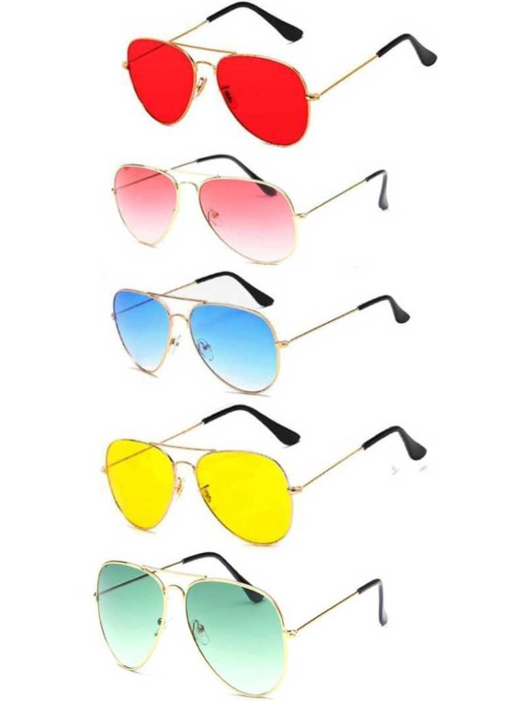     			Elligator Multicolor Rectangular Sunglasses ( Pack of 5 )