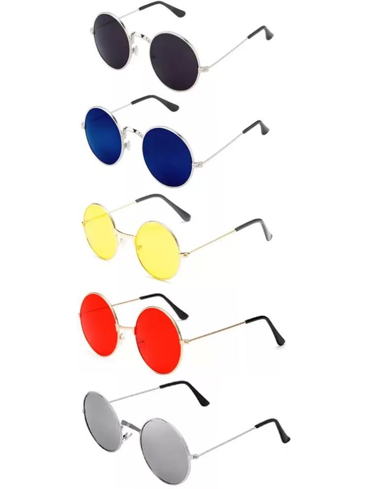     			Elligator Multicolor Round Sunglasses ( Pack of 5 )