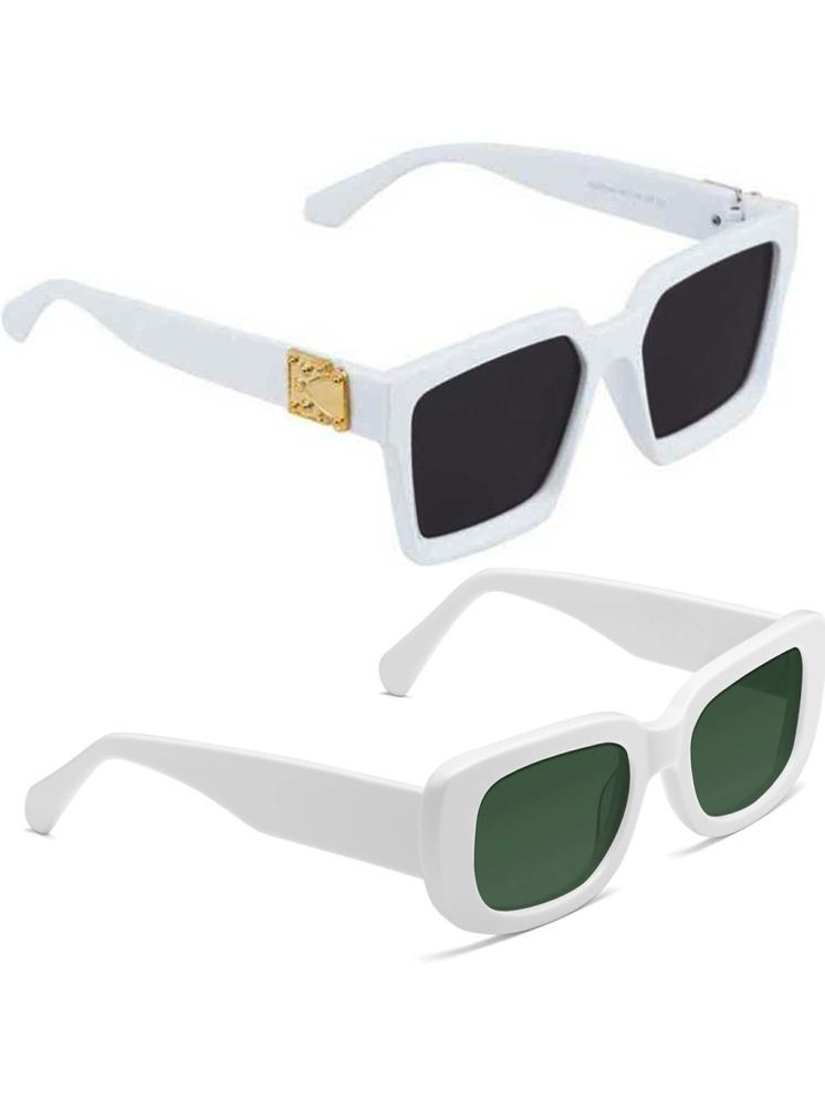     			Elligator White Rectangular Sunglasses ( Pack of 2 )