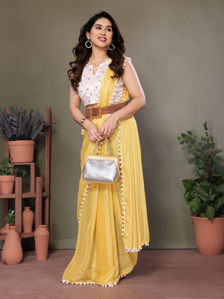     			Gazal Fashions Pack of 1 Polyester Embellished Saree With Blouse Piece ( Yellow )