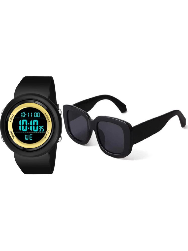     			PIRASO Black Silicon Digital Men's Watch