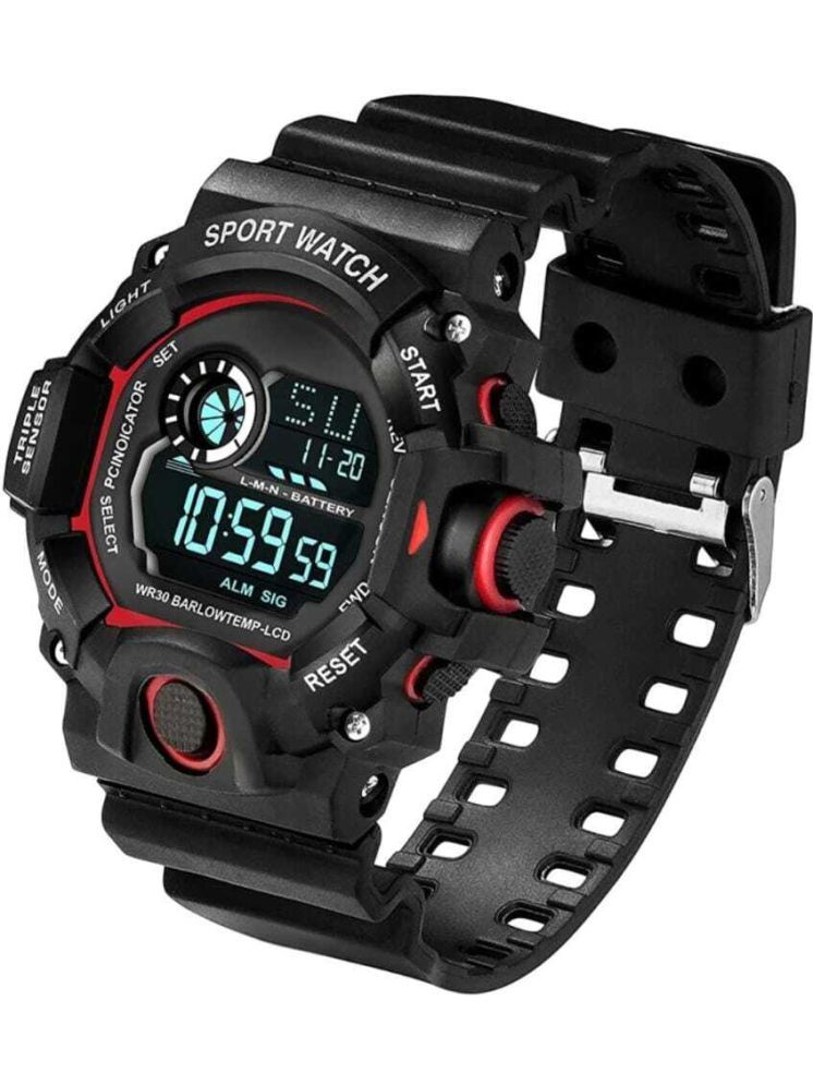     			PIRASO Black Silicon Digital Men's Watch