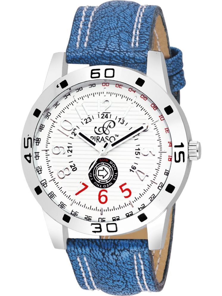     			PIRASO Blue PU Analog Men's Watch