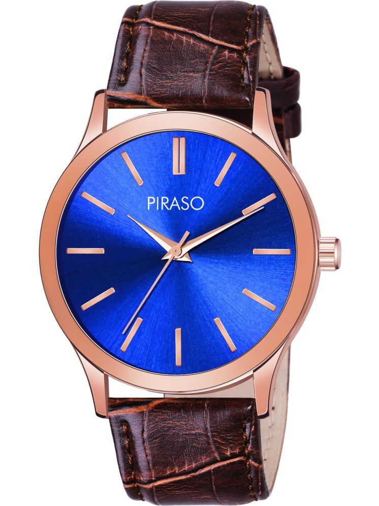     			PIRASO Brown Leather Analog Men's Watch