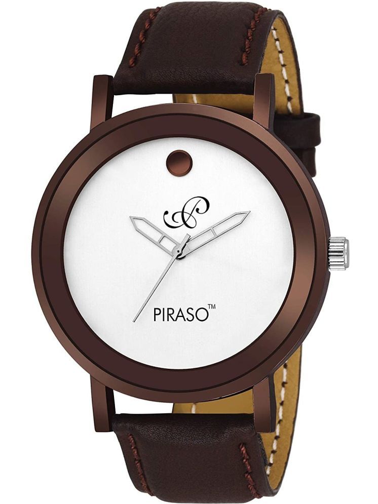     			PIRASO Brown Leather Analog Men's Watch