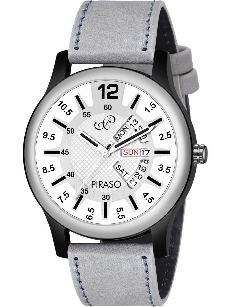     			PIRASO Light Grey Leather Analog Men's Watch