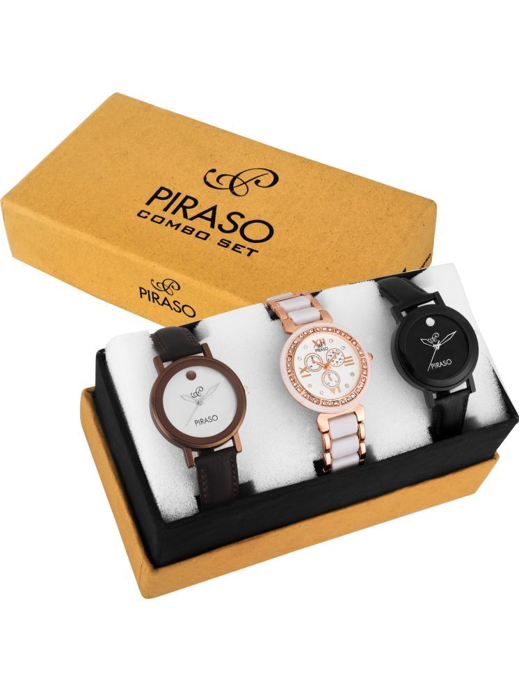     			PIRASO White PU Analog Men's Watch