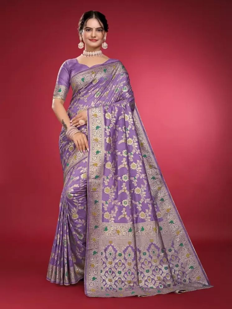     			Saadhvi Pack of 1 Silk Woven Saree With Blouse Piece ( Lavender )