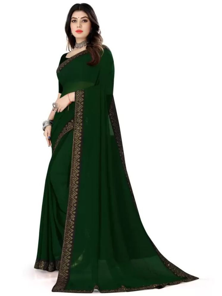     			Samai Pack of 1 Georgette Embellished Saree With Blouse Piece ( Green )