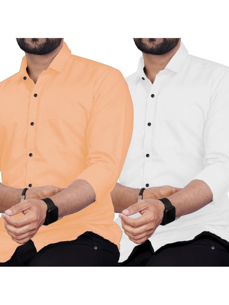     			TrendiVastra Cotton Blend Slim Fit Solids Full Sleeves Men's Casual Shirt - Orange ( Pack of 2 )