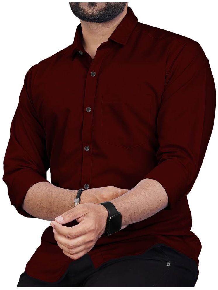     			TrendiVastra Cotton Blend Slim Fit Solids Full Sleeves Men's Casual Shirt - Maroon ( Pack of 1 )