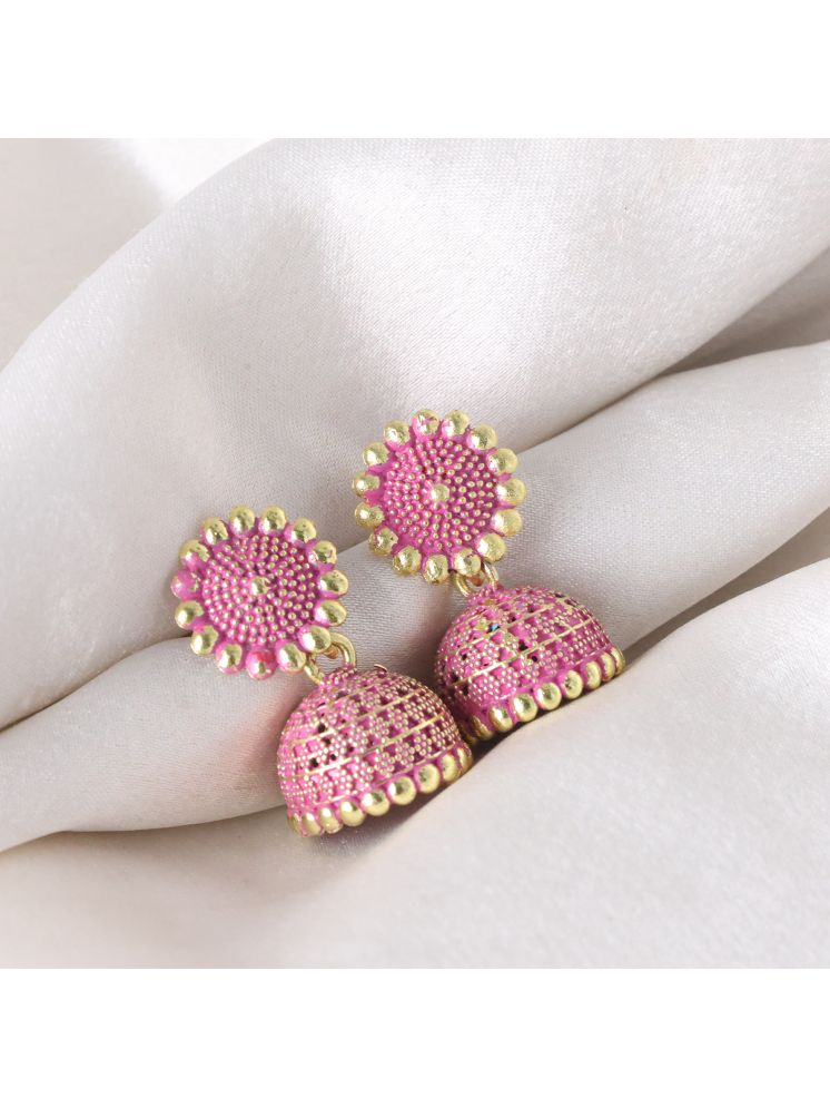     			Unicorn Pink Jhumki Earrings ( Pack of 1 )