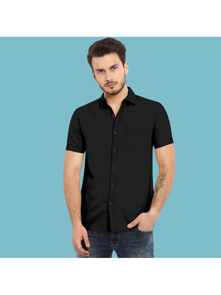     			VTEXX Cotton Blend Regular Fit Solids Half Sleeves Men's Casual Shirt - Black ( Pack of 1 )