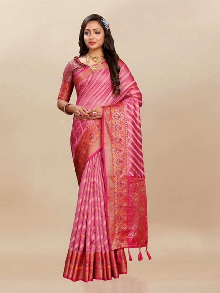     			Varni Fabrics Pack of 1 Silk Woven Saree With Blouse Piece ( Pink )