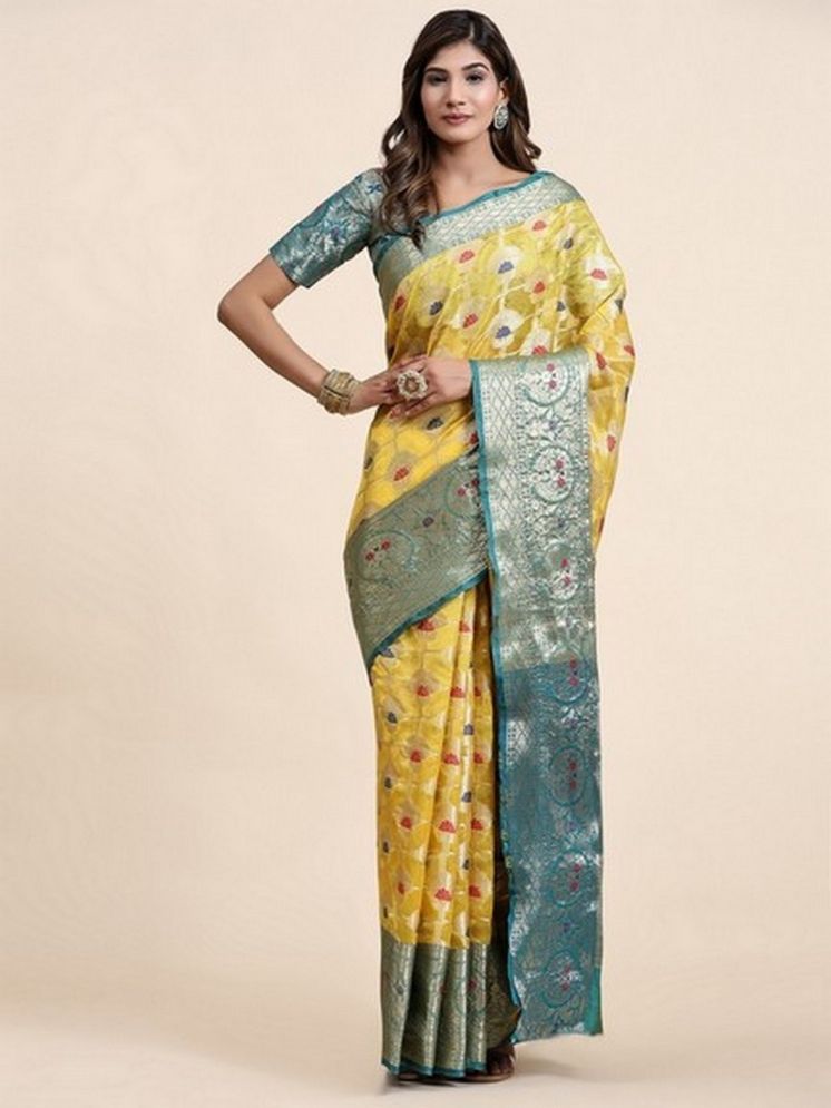     			Varni Fabrics Pack of 1 Silk Woven Saree With Blouse Piece ( Yellow )