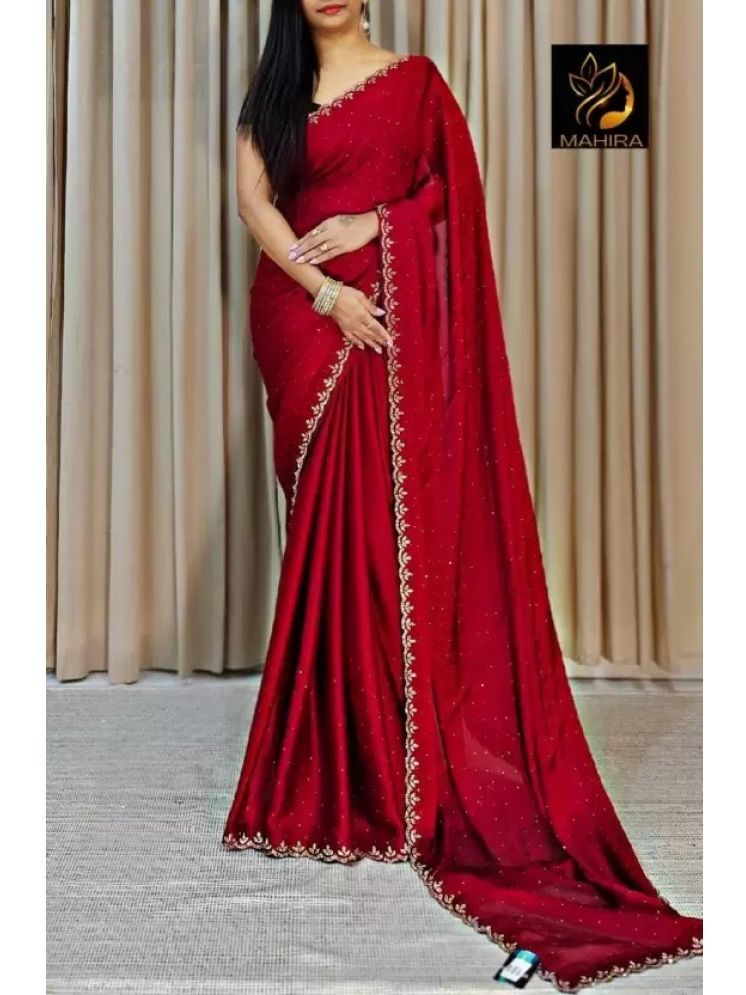     			Vkaran Pack of 1 Georgette Embellished Saree With Blouse Piece ( Red )