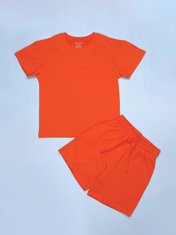     			Be Awara Pack of 1 Boys Cotton T-Shirts & Shorts Set ( Orange )