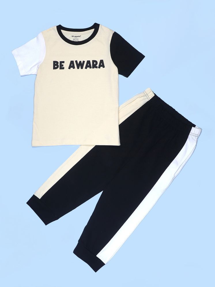     			Be Awara Pack of 1 Boys Cotton T-Shirts & Pants Set ( Beige )