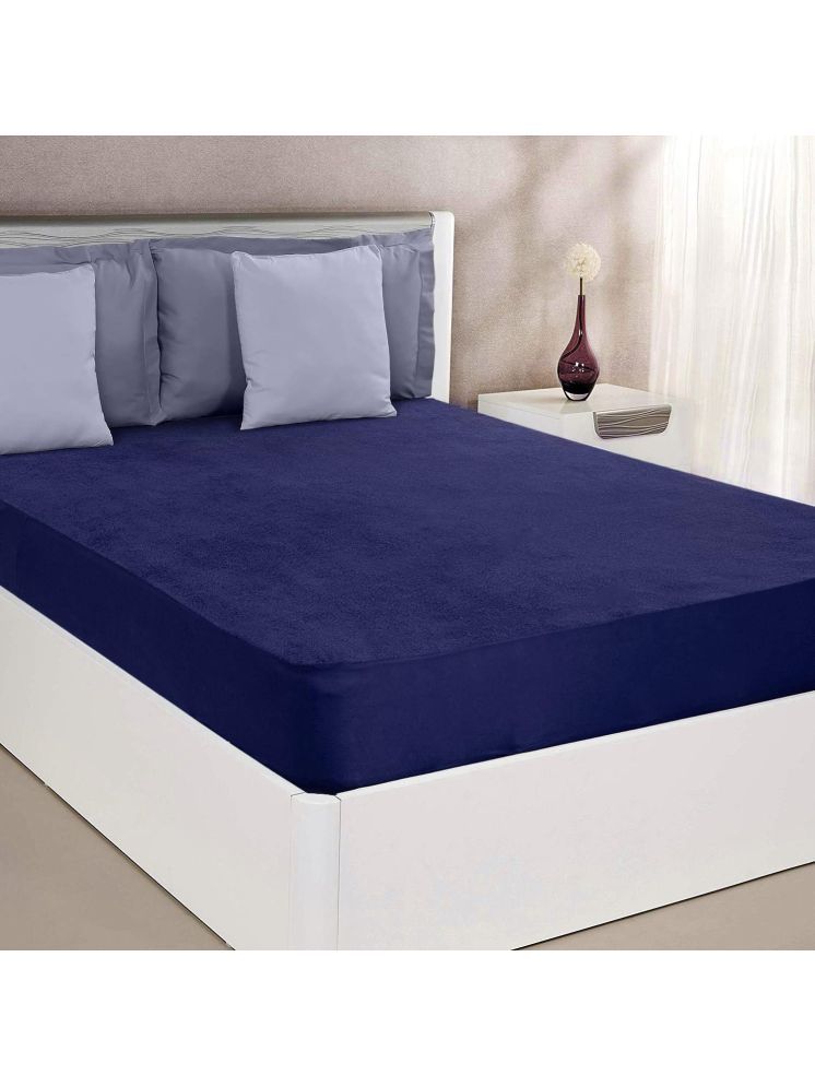     			GURU SALES - Poly Cotton Water Proof Double King Size Mattress Protector - 198 cm (78") x 183 cm (72") - Blue