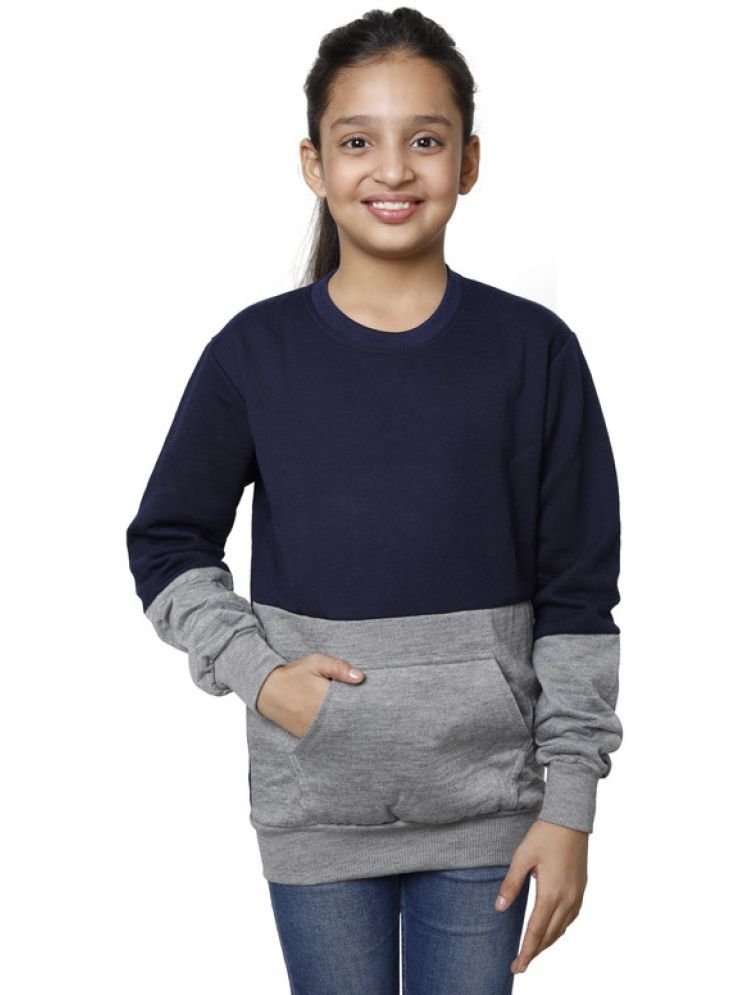     			IndiWeaves Pack of 1 Girls Fleece Sweatshirt ( Navy Blue )