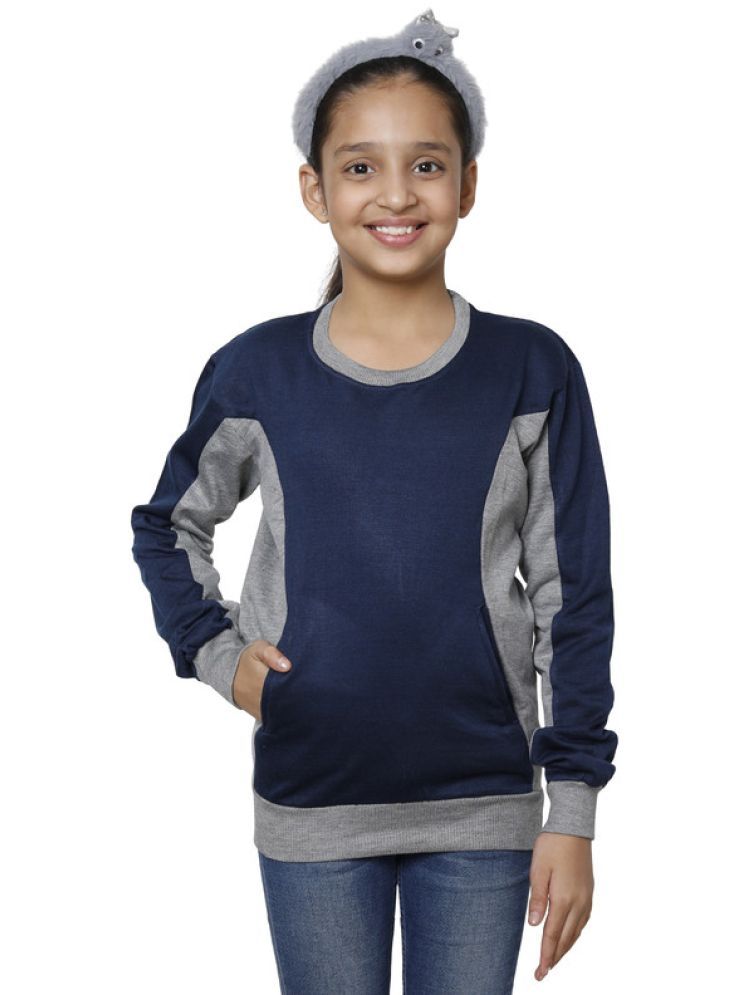     			IndiWeaves Pack of 1 Girls Fleece Sweatshirt ( Navy Blue )