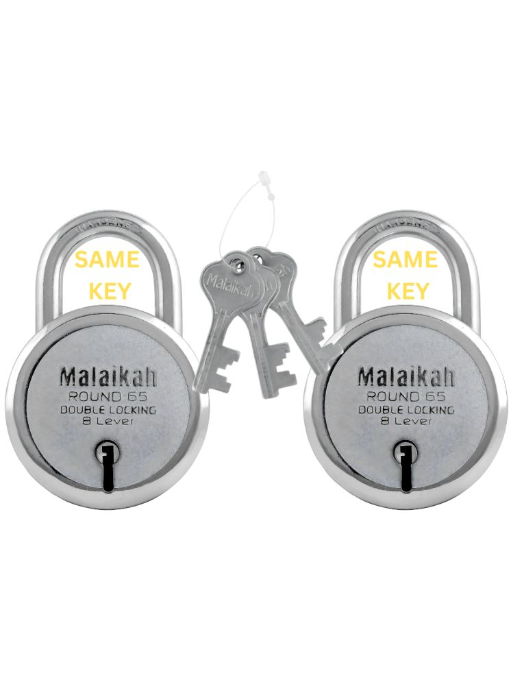     			Malaikah Round 65mm Common Key Double Locking 8 Lever Comes With 3 Keys Pack Of 2