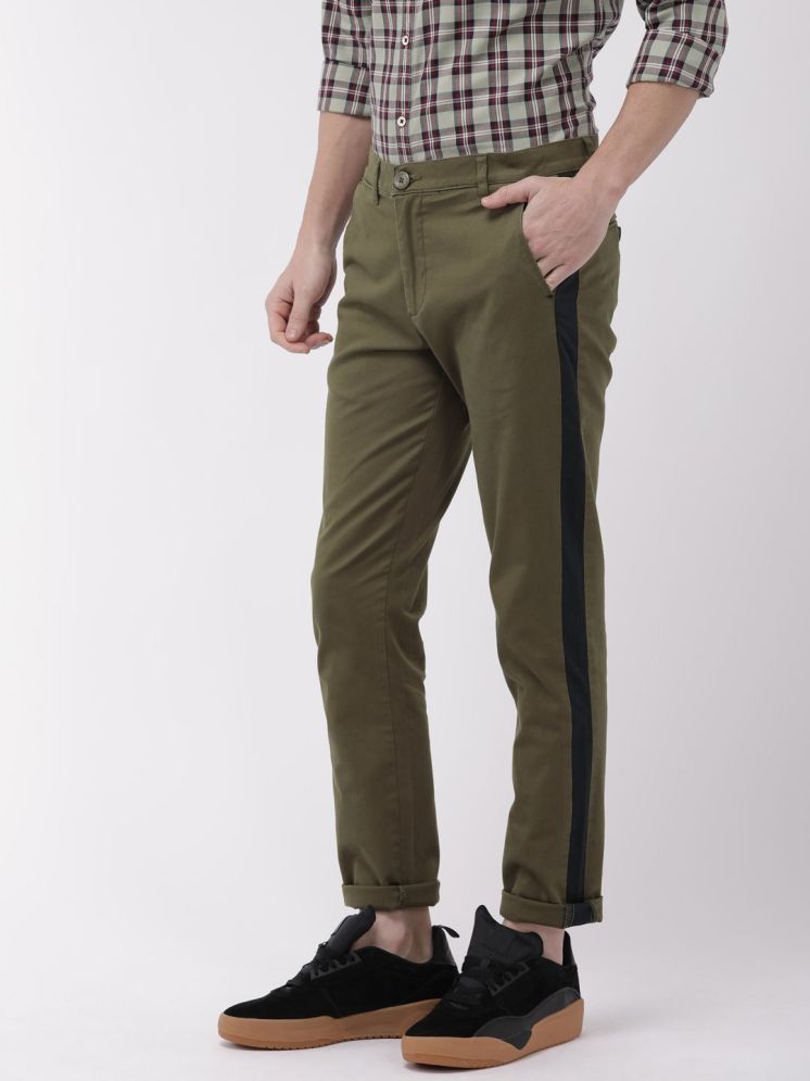     			The Indian Garage Co. Slim Flat Men's Chinos - Olive ( Pack of 1 )