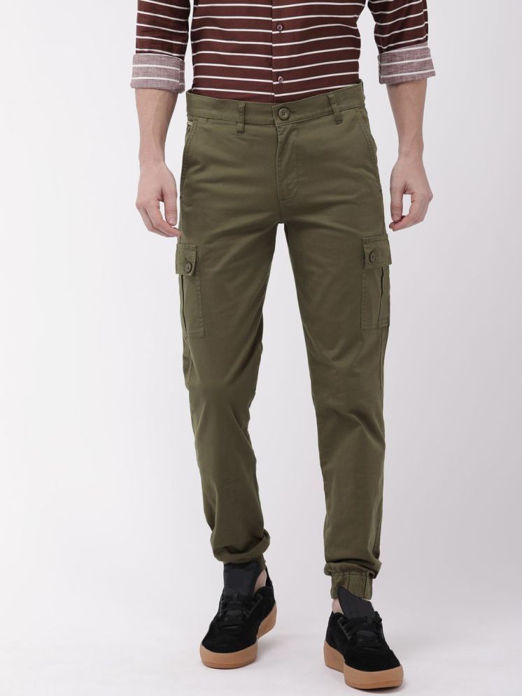     			The Indian Garage Co. Slim Flat Men's Cargos - Olive ( Pack of 1 )