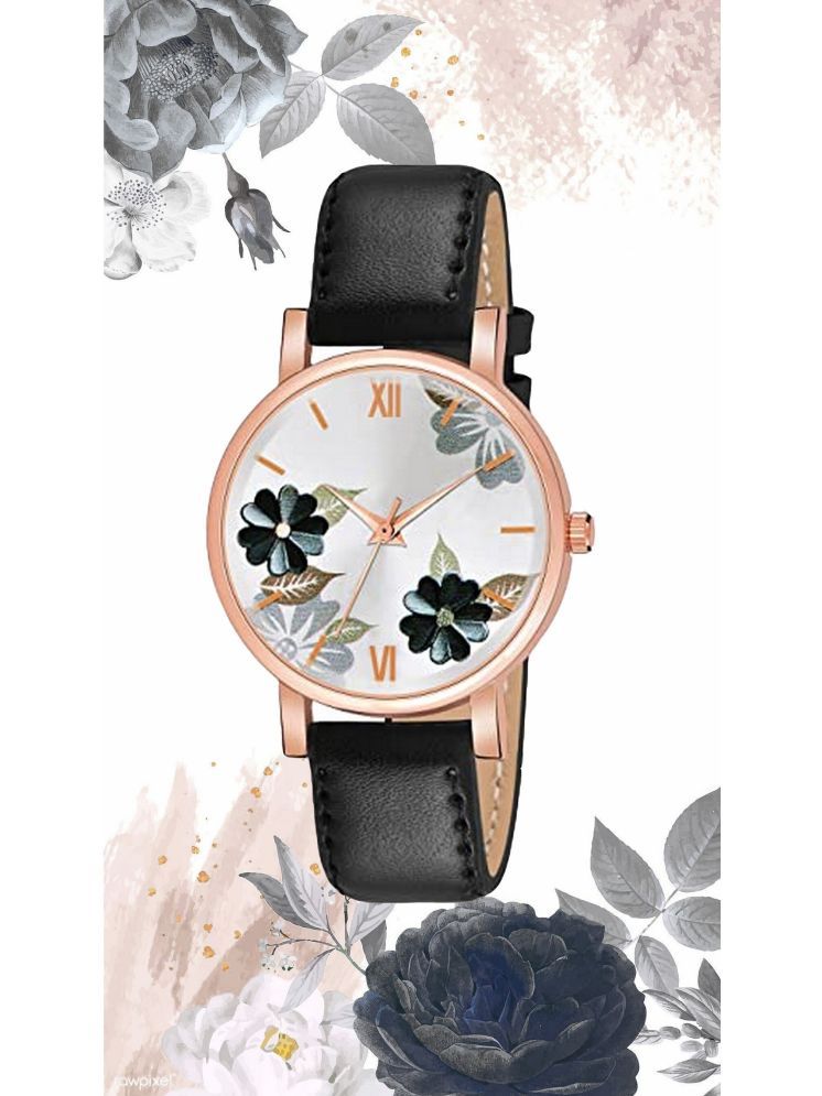     			Trex Black PU Analog Womens Watch