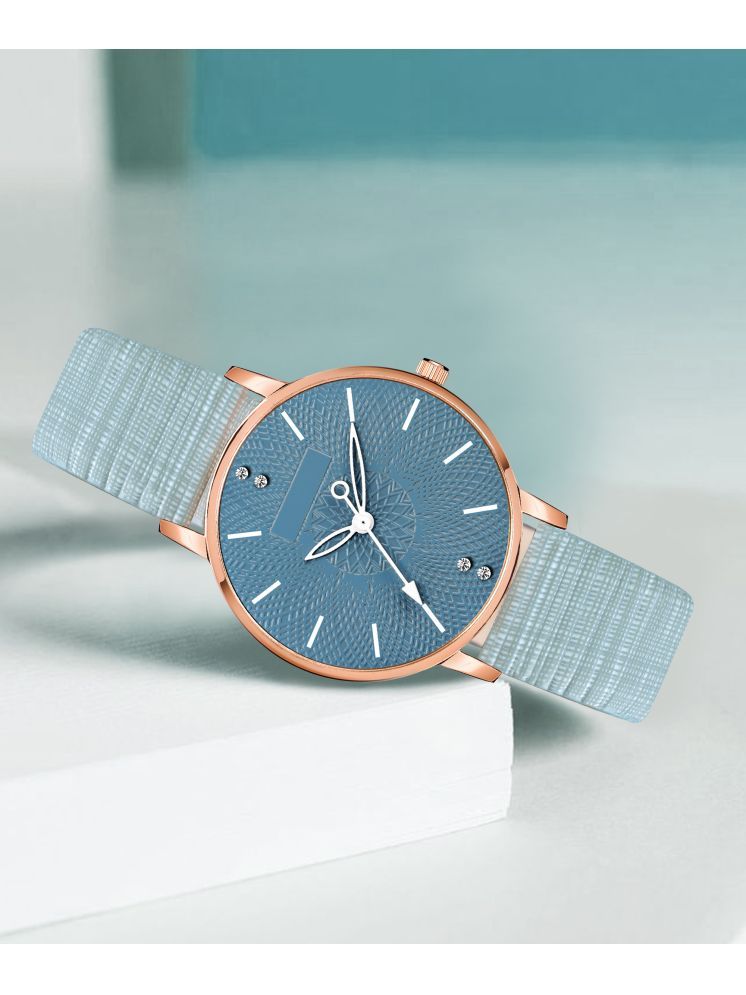     			Trex Blue PU Analog Womens Watch