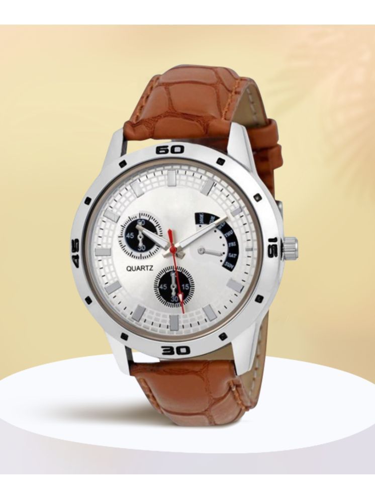     			Trex Brown PU Analog Men's Watch