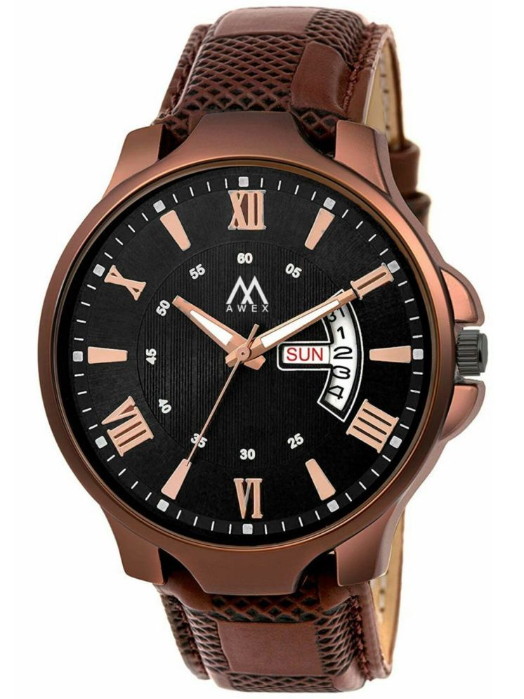     			Trex Brown PU Analog Men's Watch