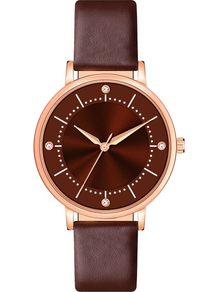     			Trex Brown PU Analog Womens Watch