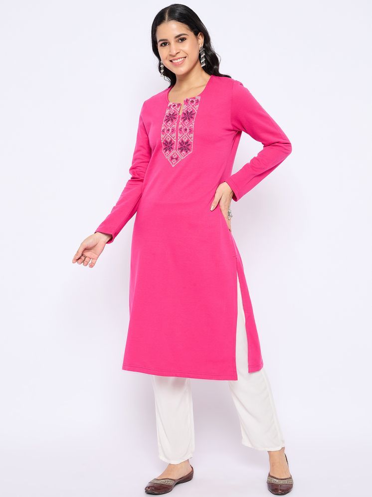     			VIAZAA Pack of 1 Acrylic Embroidered A-line Women's Kurti - ( Pink )