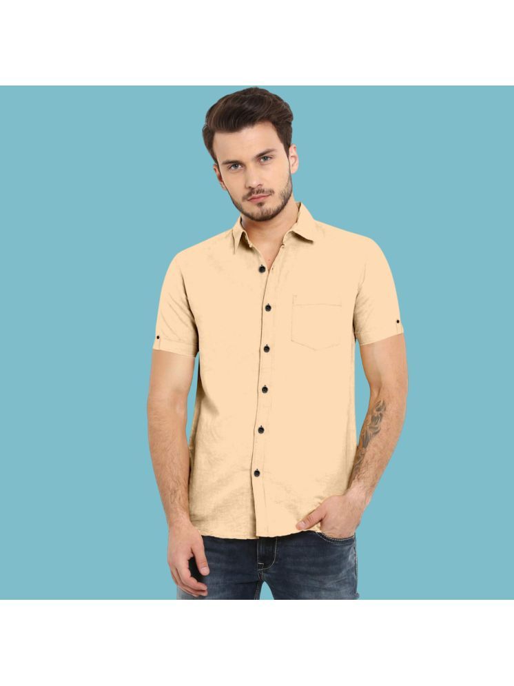     			VTEXX Cotton Blend Regular Fit Solids Half Sleeves Men's Casual Shirt - Beige ( Pack of 1 )