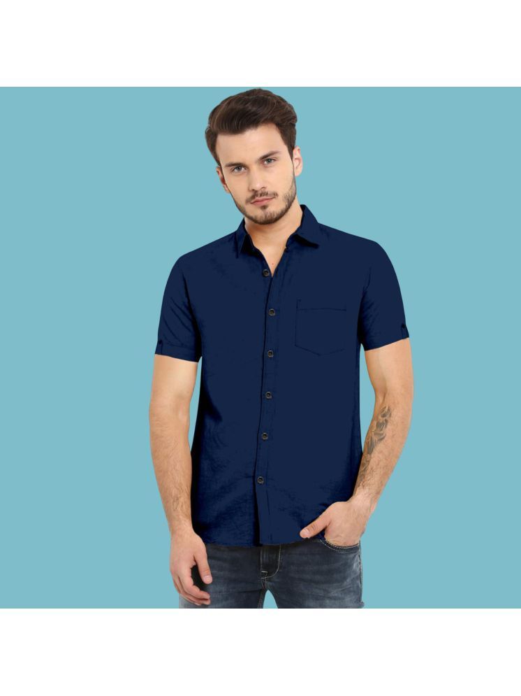     			VTEXX Cotton Blend Regular Fit Solids Half Sleeves Men's Casual Shirt - Navy ( Pack of 1 )