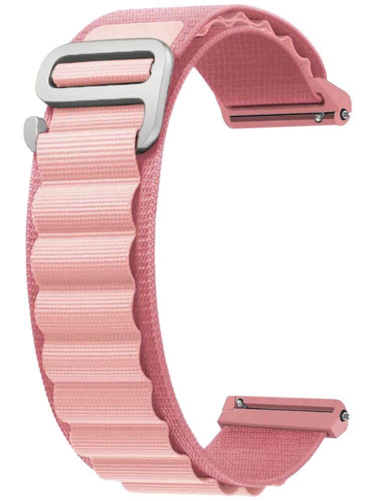     			ACM Watch Strap Nylon 22mm compatible with Boat Wave Call 2 Plus Smartwatch Sports Hook Band Creame Pink