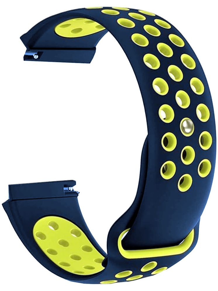     			ACM Watch Strap Silicone Belt 22mm compatible with Fastrack Styler Classic Smartwatch Sports Dot Band Blue with Yellow