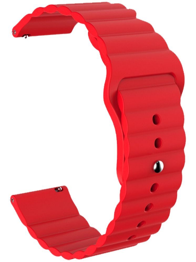     			ACM Watch Strap Wave Design Silicone Belt 22mm compatible with Acwo Fwit Go On Smartwatch Sports Band Red