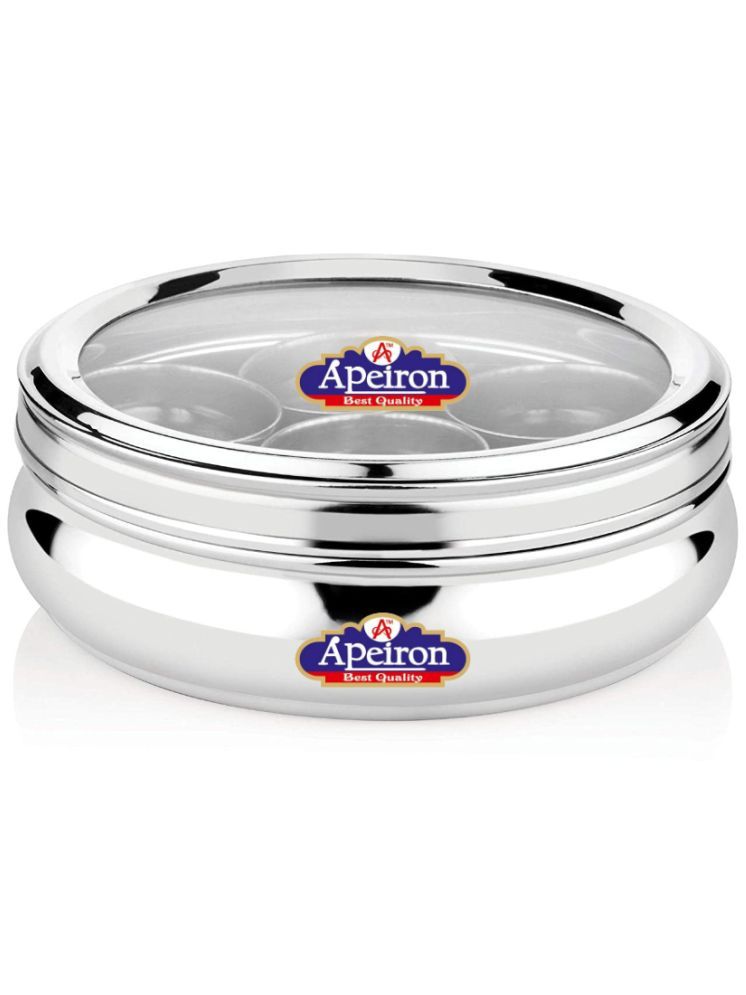     			APEIRON Belly Dabba No.11 Steel Silver Spice Container ( Set of 1 )