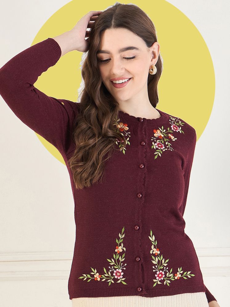     			Clapton Woollen Round Neck Women's Buttoned Cardigans - Maroon ( )