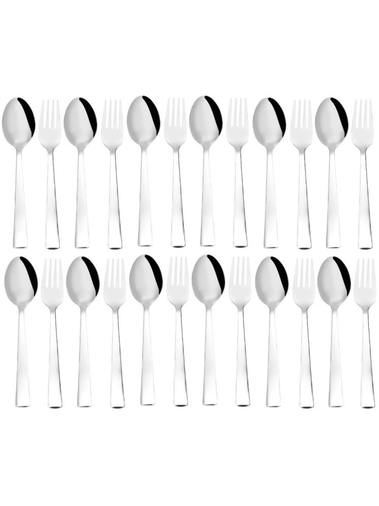     			Cutlux Cutlery Set Stainless Steel Plain Cutlery Set Silver ( Pack of 24 )