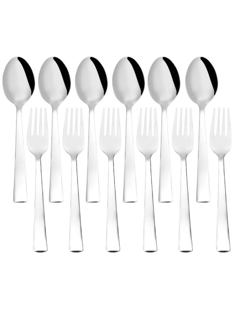     			Cutlux Cutlery Set Stainless Steel Plain Cutlery Set Silver ( Pack of 12 )